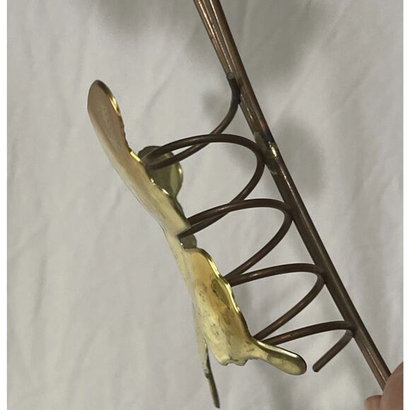 Vintage Brass Copper Rose Wall Art Sculpture 19" with Butterfly Floral Metal MCM - Picture 6 of 6